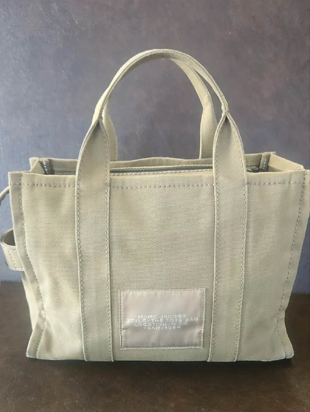 Marc Jacobs Grern Canvas Tote with White Logo